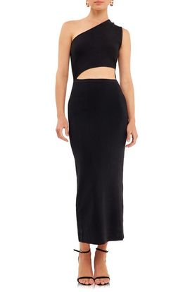 Endless Rose Endless Rose One Shoulder Cutout Waist Midi Dress