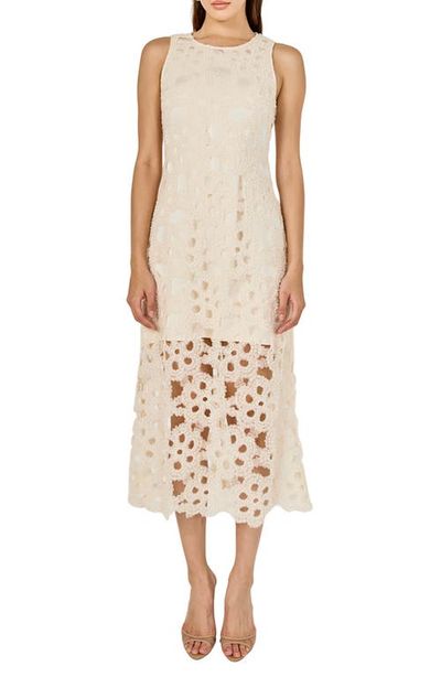 Endless Rose Endless Rose Pearl Floral Lace Midi Dress