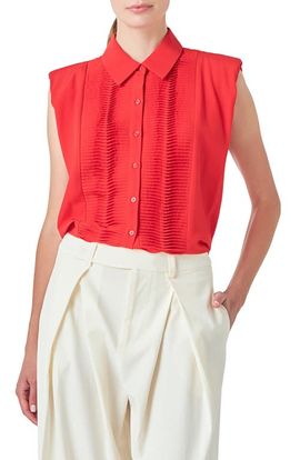 Endless Rose Endless Rose Pintuck Sleeveless Button-Up Shirt
