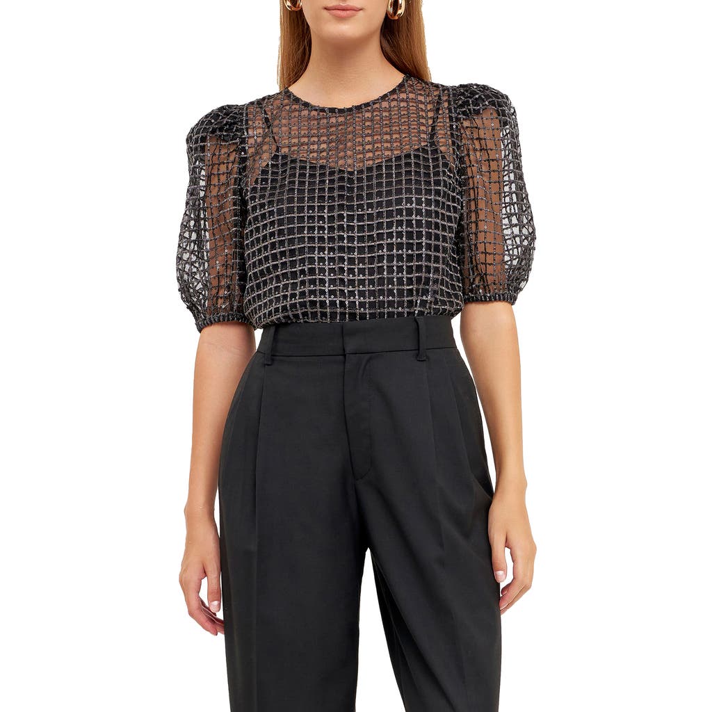 Endless Rose Endless Rose Sequin Grid Mesh Top