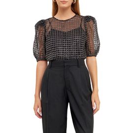 Endless Rose Endless Rose Sequin Grid Mesh Top