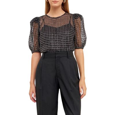 Endless Rose Endless Rose Sequin Grid Mesh Top