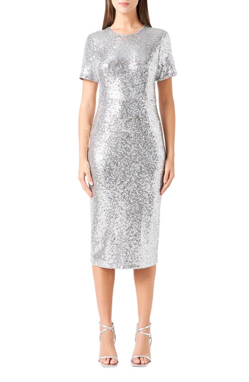 Endless Rose Endless Rose Sequin Short Sleeve Midi Sheath Dress