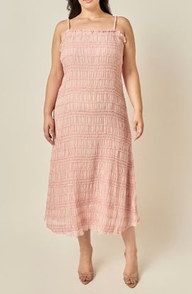 Endless Rose Endless Rose Shirred Ruffle Midi Dress