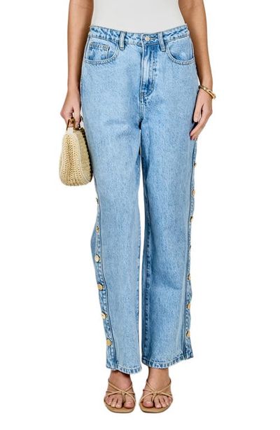 Endless Rose Endless Rose Side Buttoned Mid Waist Straight Leg Jeans