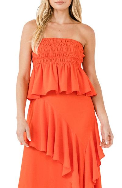 Endless Rose Endless Rose Smocked Strapless Peplum Top