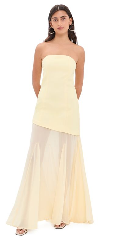 endless rose endless rose Strapless Combined Godet Dress Yellow