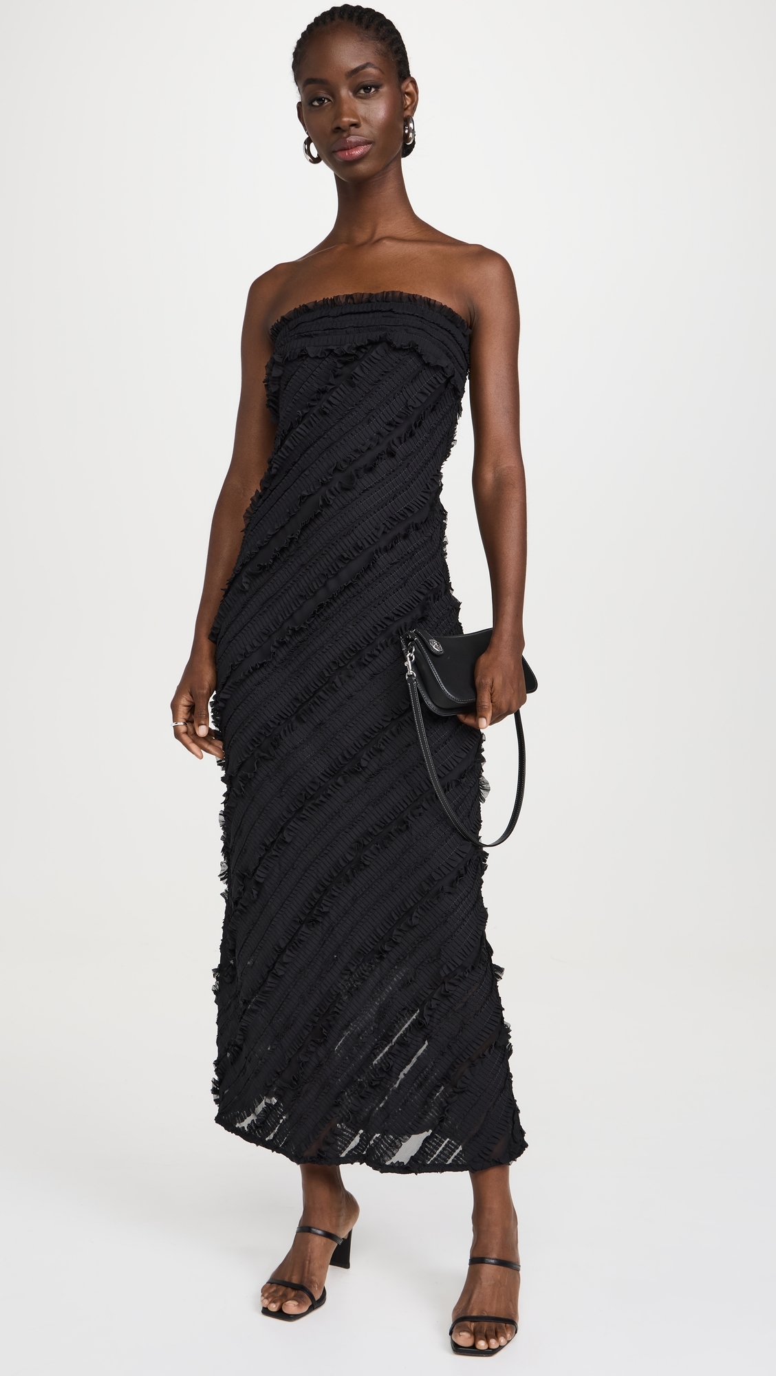 endless rose - Strapless Ruffled Maxi Dress Pistachio XS