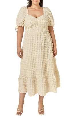 Endless Rose Endless Rose Textured Puffed Sleeve Midi Dress
