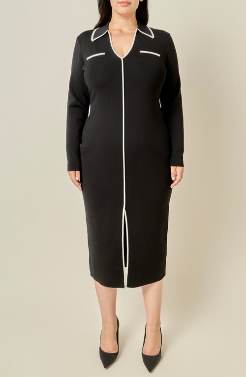 Endless Rose Endless Rose Tipped Long Sleeve Sweater Shirtdress