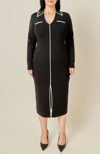 Endless Rose Endless Rose Tipped Long Sleeve Sweater Shirtdress