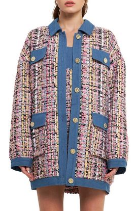 Endless Rose Endless Rose Tweed & Denim Oversize Shacket