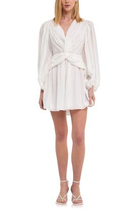 Endless Rose Endless Rose Twist Front Drape Long Sleeve Minidress
