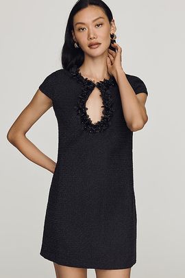 Endless Rose Floral Trim Tweed Mini Dress