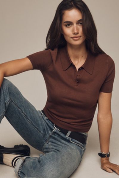 Endless Rose Short-Sleeve Collared Sweater