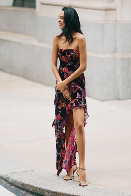midi summer dresses with sleeves Cherry Pink Floral Long Sleeve Midi Dress - All Dresses