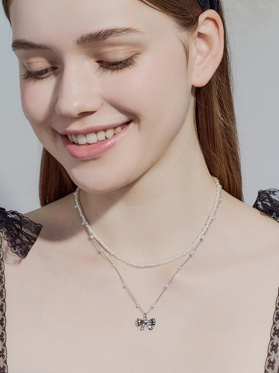 ENGBROX jane ribbon pearl necklace set