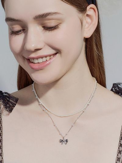 ENGBROX jane ribbon pearl necklace set