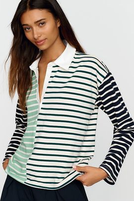 English Factory 100% Cotton Mixed Stripe Rugby Shirt Top
