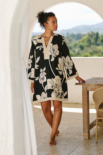 English Factory 100% Cotton Plus Kaftan Mini Dress