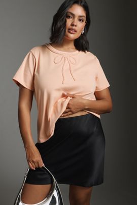 English Factory Beaded Bow Cotton Tee