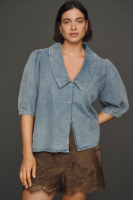 English Factory Collared V-Neck Top