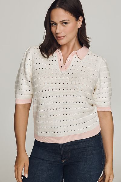English Factory Crochet Polo Top