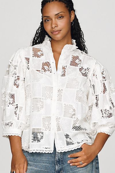 English Factory Cutwork Buttondown Shirt