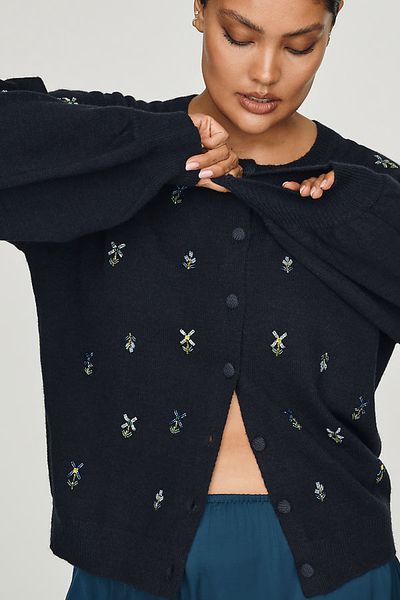 English Factory Embroidered Cardigan Sweater