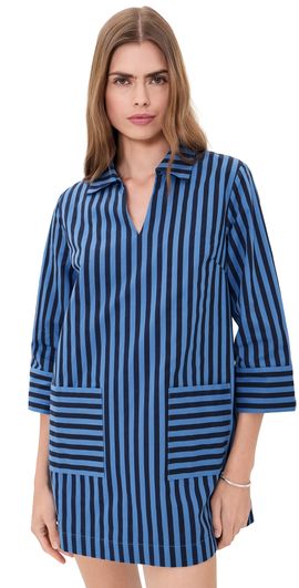 English Factory English Factory A-Line Kaftan Collar Mini Dress Navy/Blue