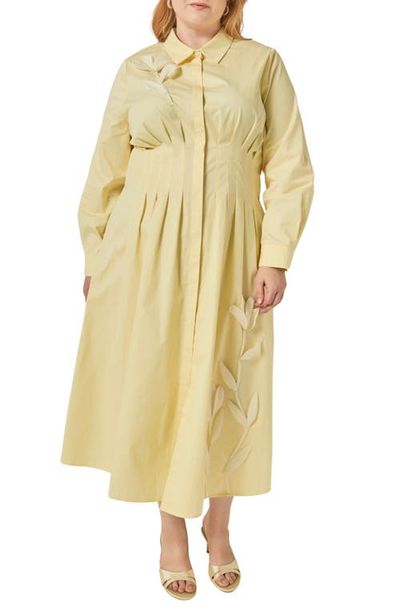 English Factory English Factory Appliquéd Pleated Cotton Shirtdress