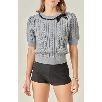 English Factory English Factory Big Bow Puff Sleeve Sweater