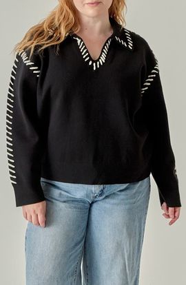 English Factory English Factory Blanket Stitch Detail Knit Top
