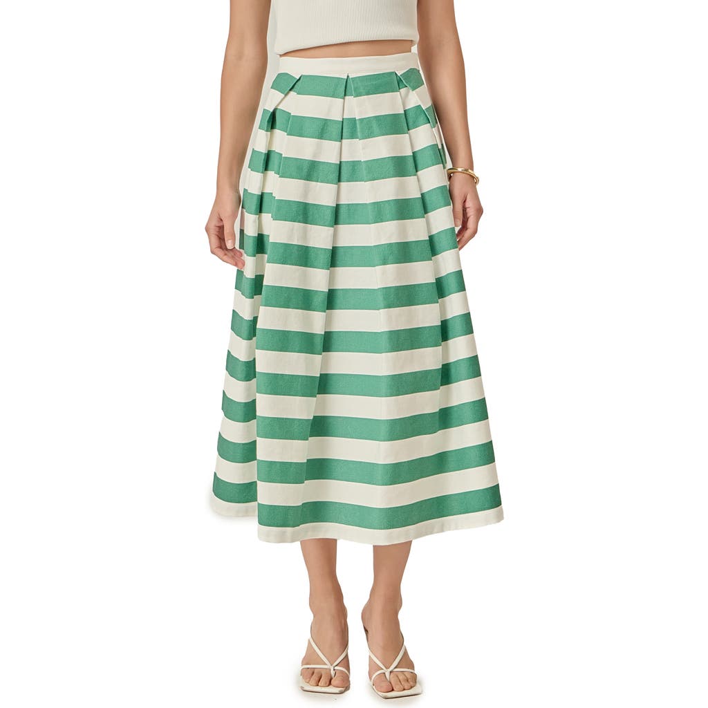 English Factory English Factory Bold Stripe Cotton Midi Skirt