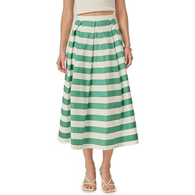 English Factory English Factory Bold Stripe Cotton Midi Skirt