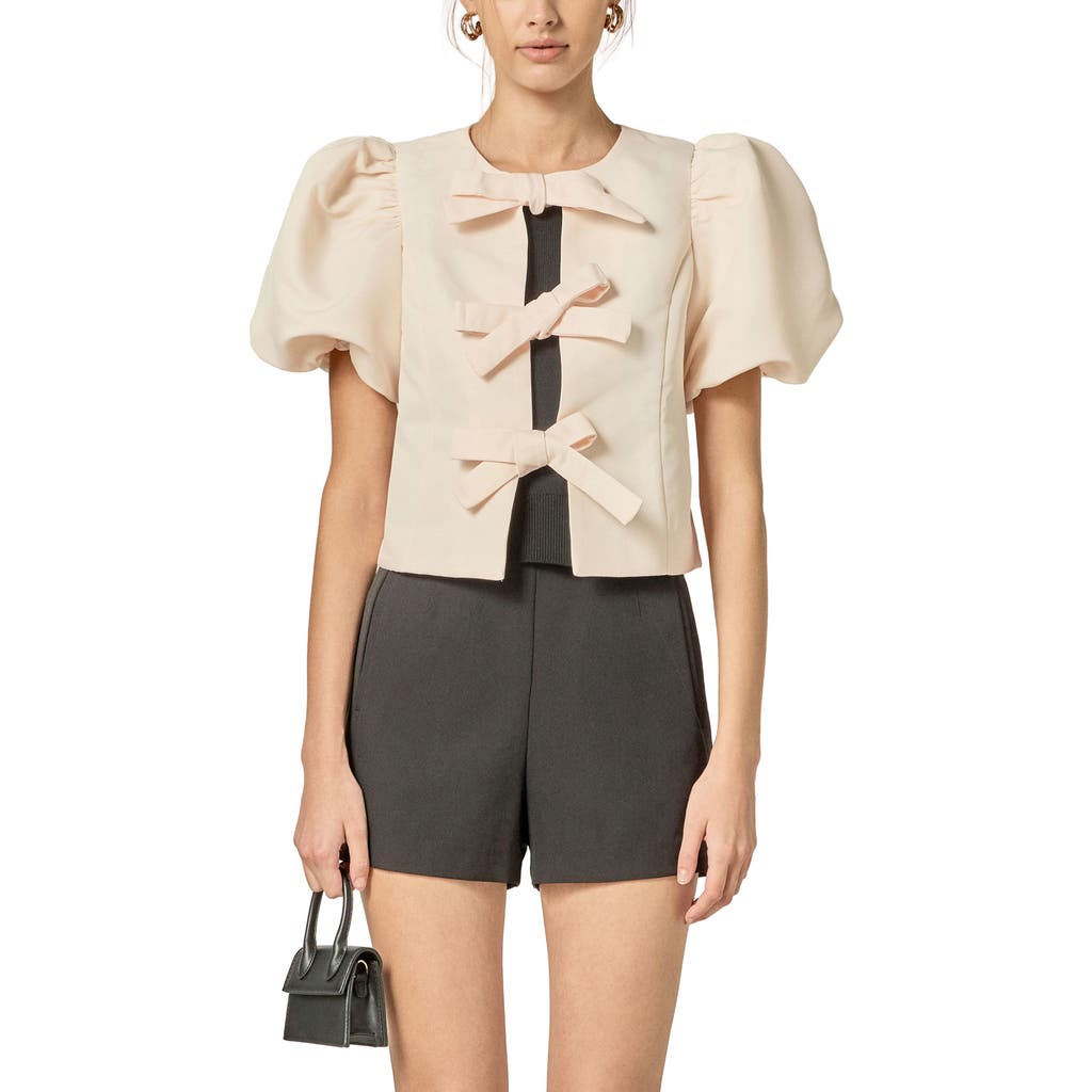 English Factory English Factory Bow Detail Puff Sleeve Top