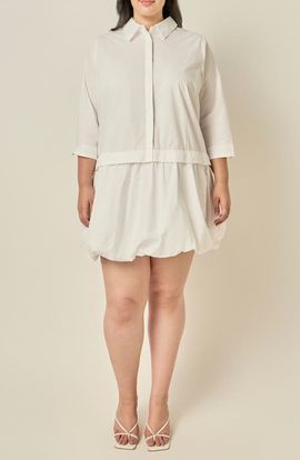 English Factory English Factory Bubble Hem Cotton Shirtdress