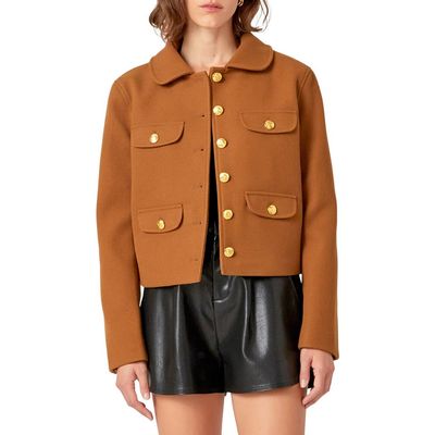 English Factory English Factory Button Front Crop Blazer