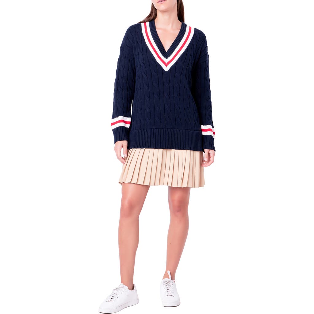 English Factory English Factory Cable Knit Pleated Sweater Dress