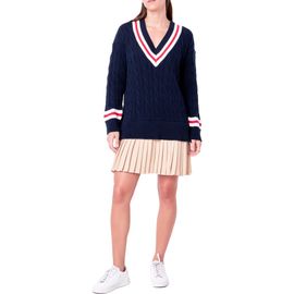 English Factory English Factory Cable Knit Pleated Sweater Dress