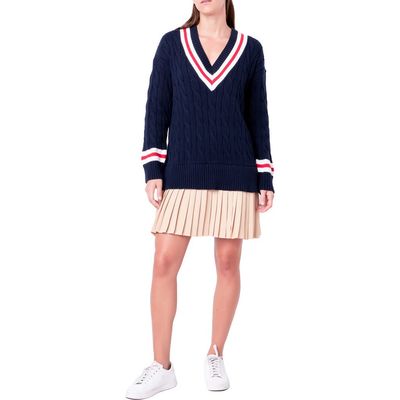 English Factory English Factory Cable Knit Pleated Sweater Dress