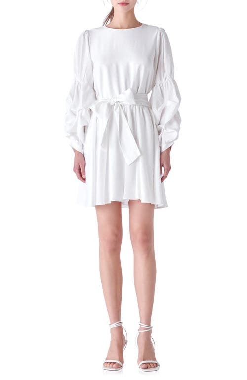 English Factory English Factory Cinched Puff Shoulder Long Sleeve Tie Belt Dress