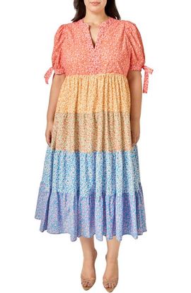 English Factory English Factory Colorblock Printed Midi Dress