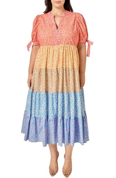 English Factory English Factory Colorblock Printed Midi Dress