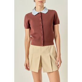 English Factory English Factory Contrast Collar Knit Cardigan