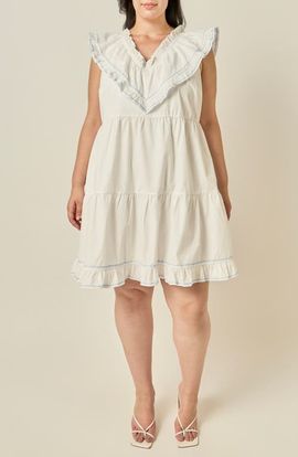 English Factory English Factory Contrast Embroidered Ruffled Minidress