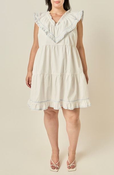 English Factory English Factory Contrast Embroidered Ruffled Minidress