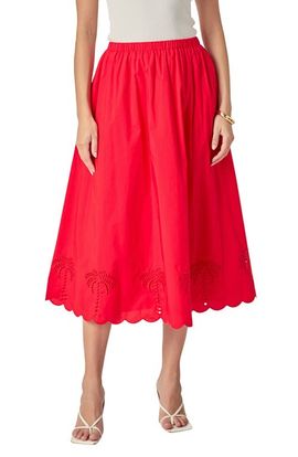 English Factory English Factory Embroidered High Waist Midi Skirt 