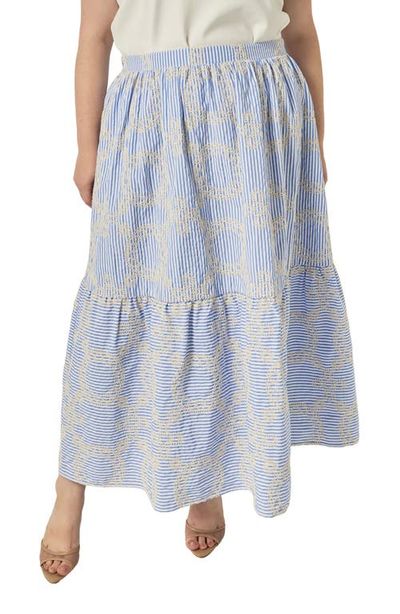 English Factory English Factory Embroidered Stripe Midi Skirt