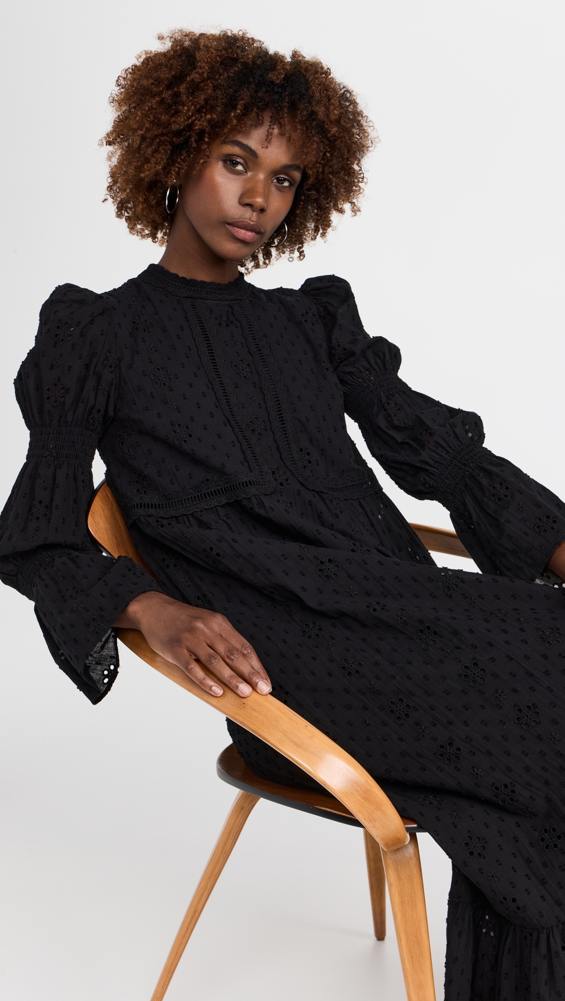 embroidered swiss dot maxi dress English Factory
